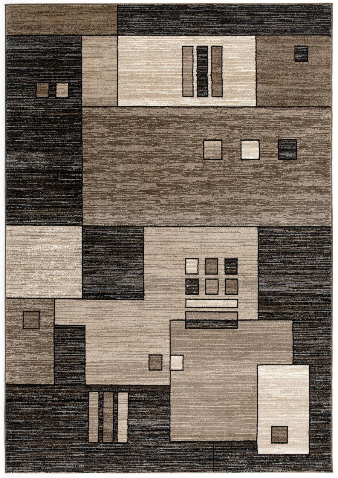 2′ X 2′ Brown and Beige Geometric Square Area Rug