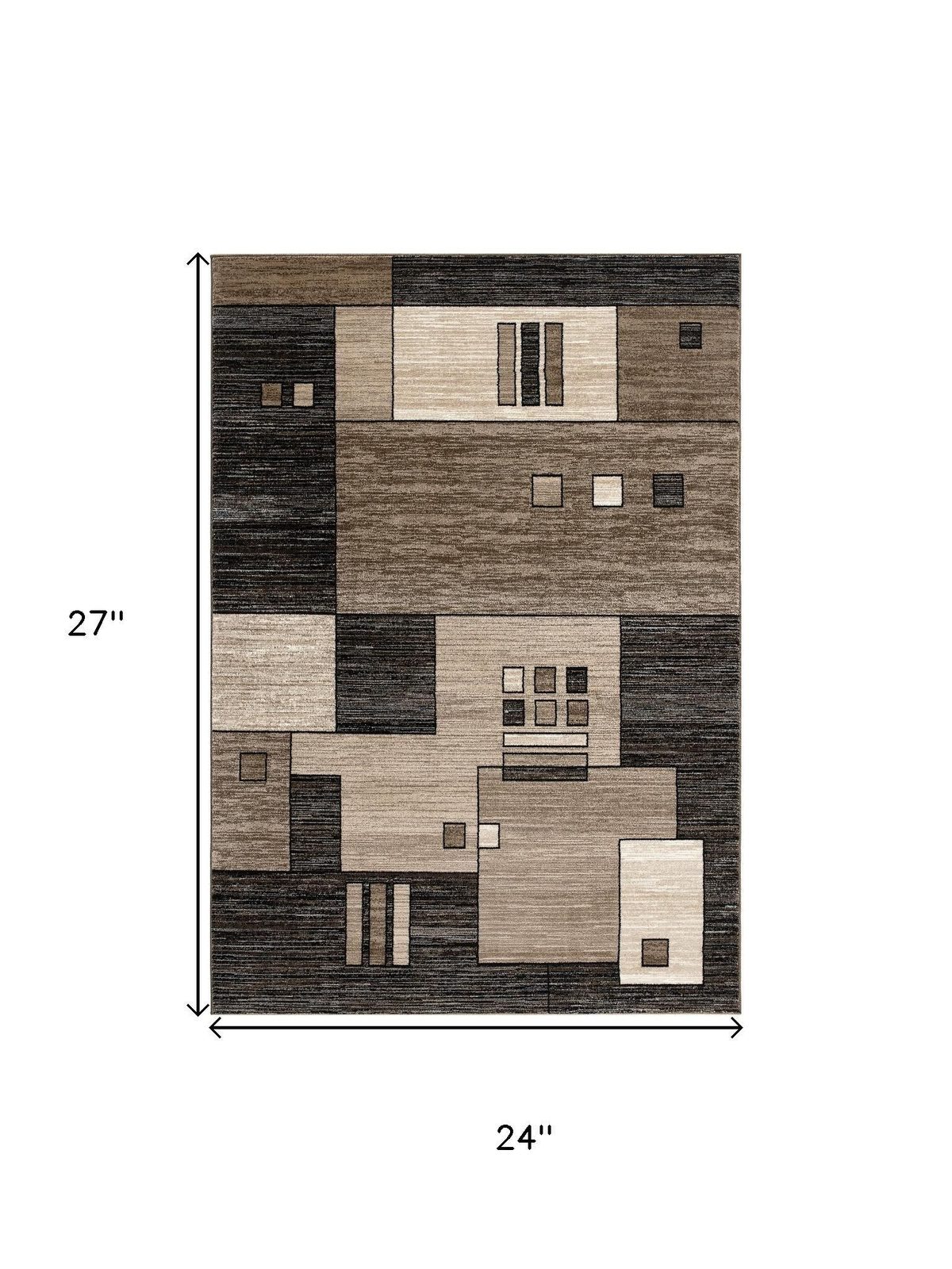 2′ X 2′ Brown and Beige Geometric Square Area Rug