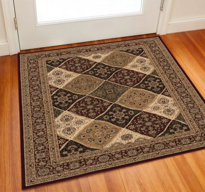 2′ X 2′ Red Black And Brown Moroccan Square Rug