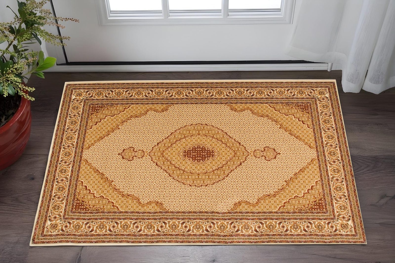 2′ X 3′ Red And Beige Oriental Area Rug