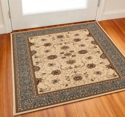 2′ X 2′ Beige Gray and Brown Oriental Square Rug