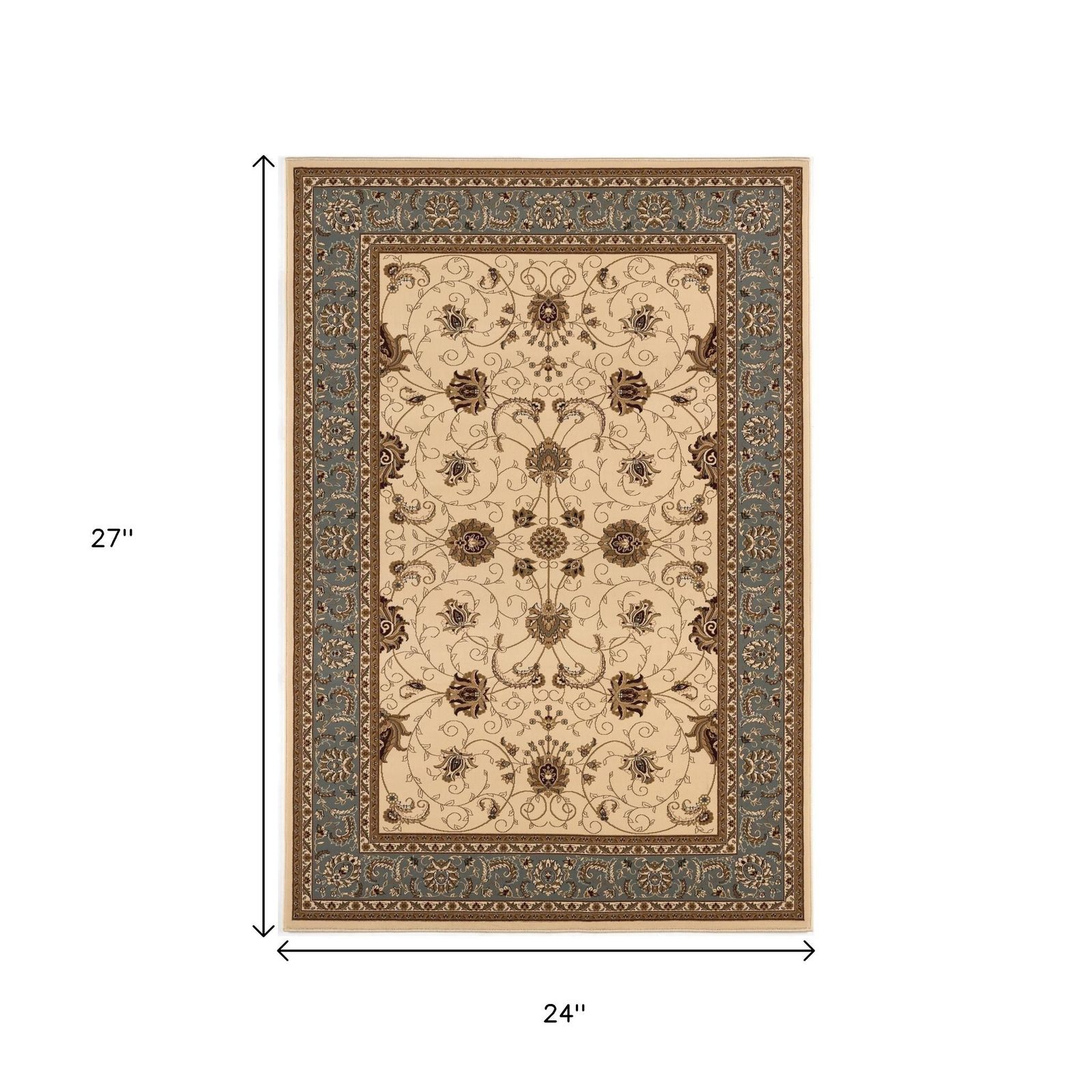 2′ X 2′ Beige Gray and Brown Oriental Square Rug