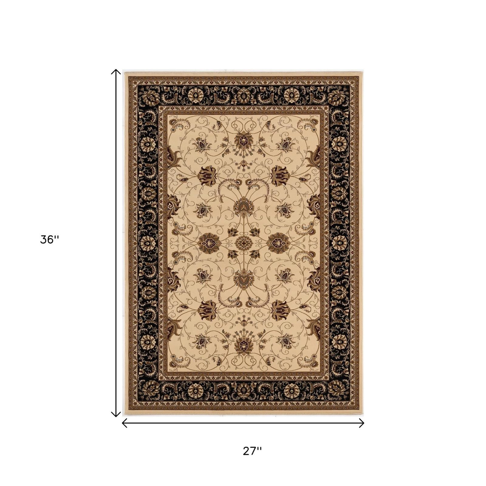 2′ X 3′ Beige Black And Brown Oriental Area Rug