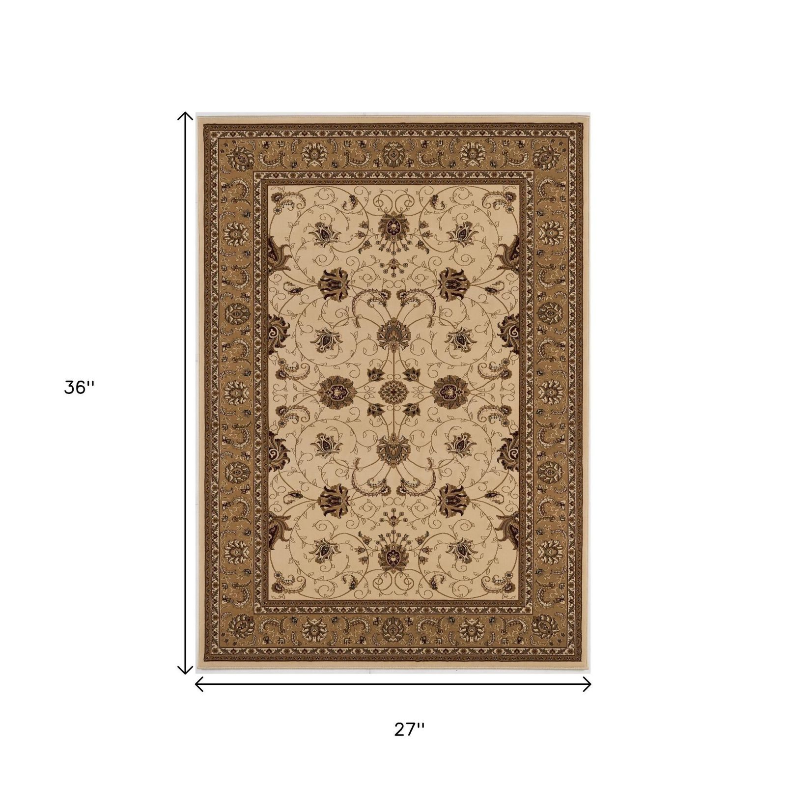 2′ X 3′ Beige and Brown Oriental Area Rug