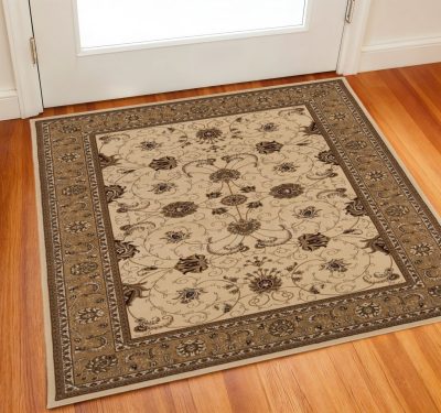 2′ X 2′ Beige and Brown Oriental Square Rug