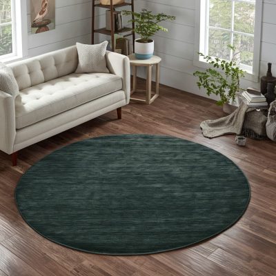10′ Green Hand Woven Round Rug