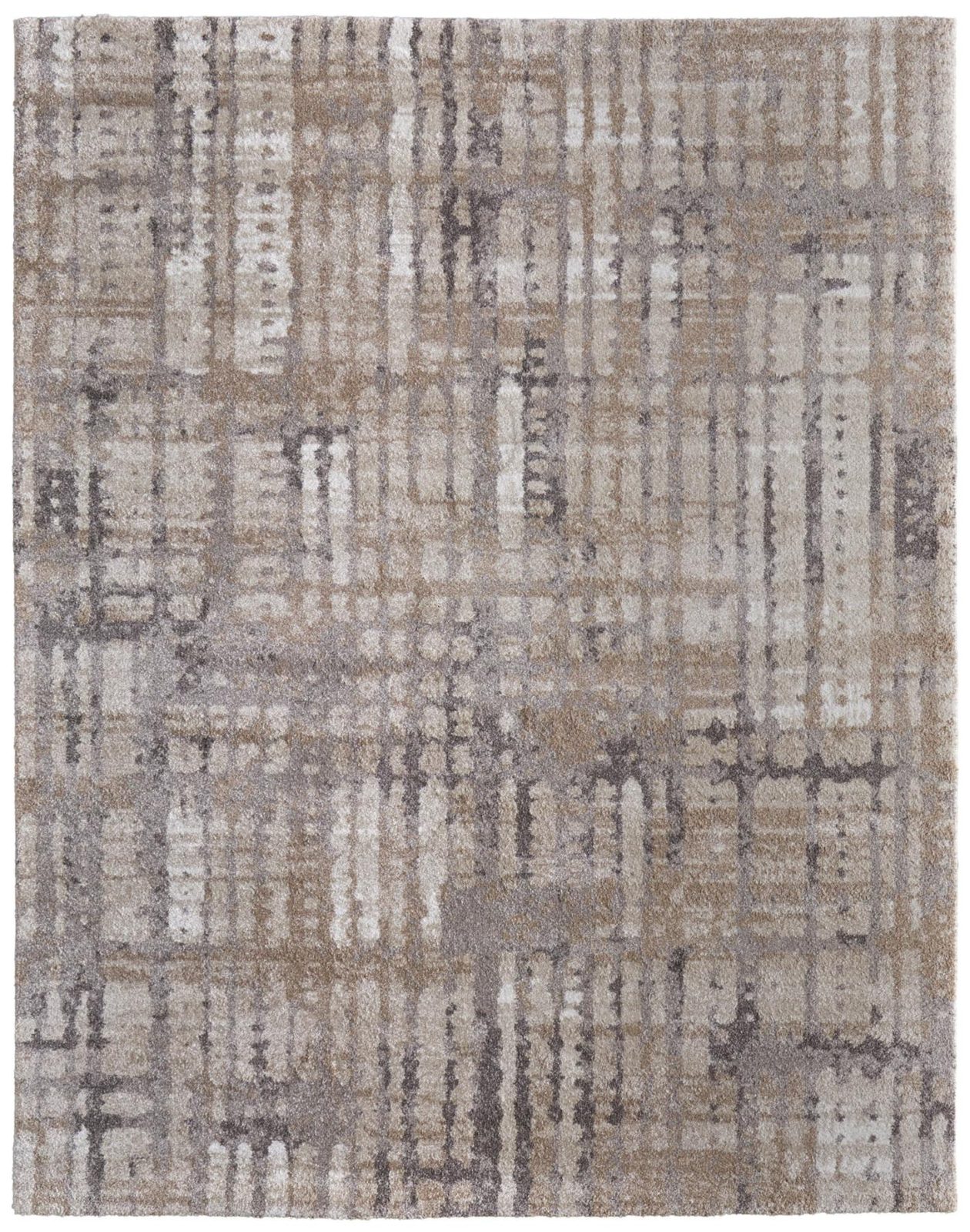 10′ X 13′ Brown Tan Ivory Abstract Distressed Area Rug