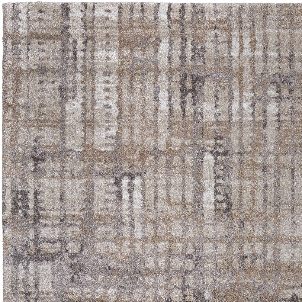 10′ X 13′ Brown Tan Ivory Abstract Distressed Area Rug