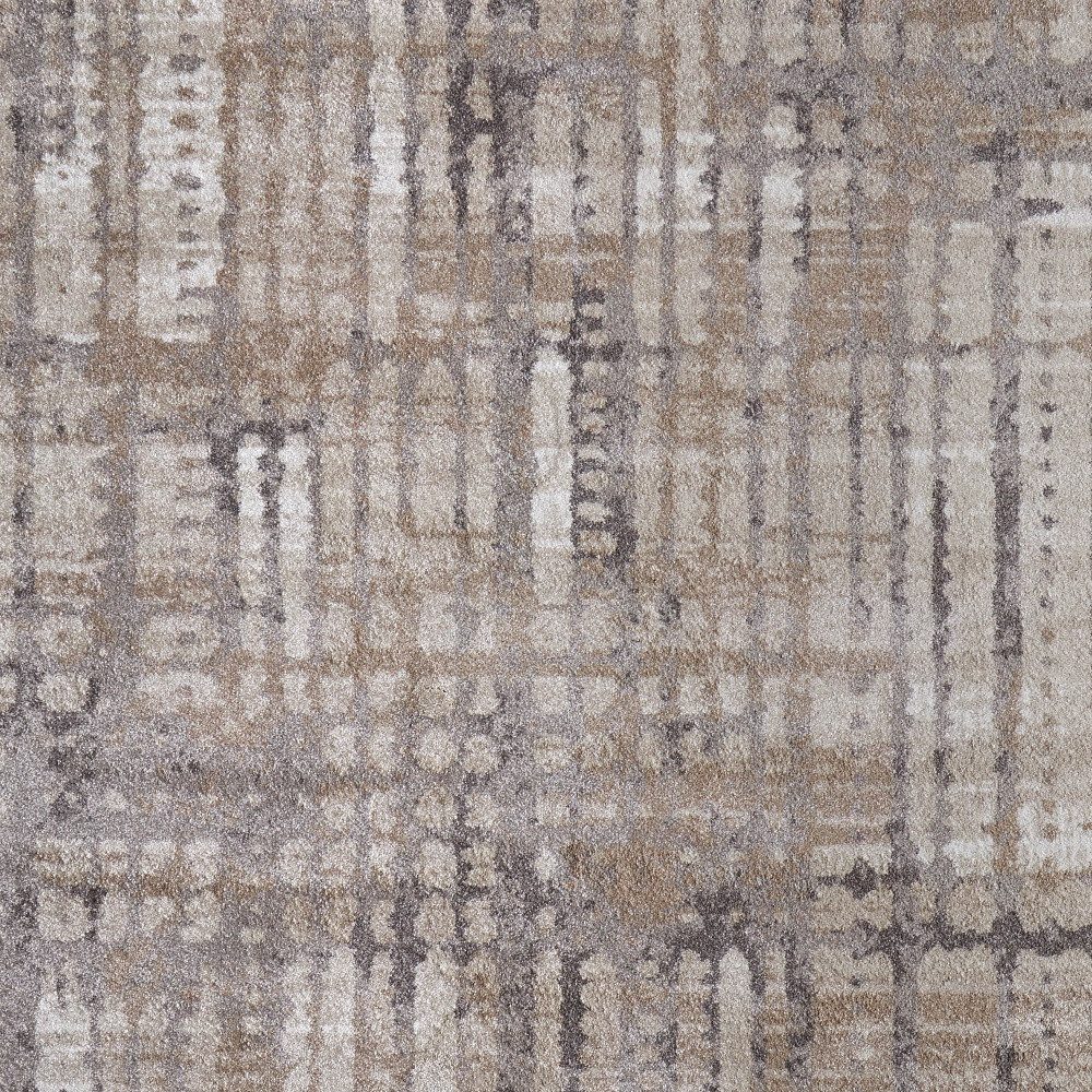 12′ X 15′ Brown Tan Ivory Abstract Distressed Area Rug