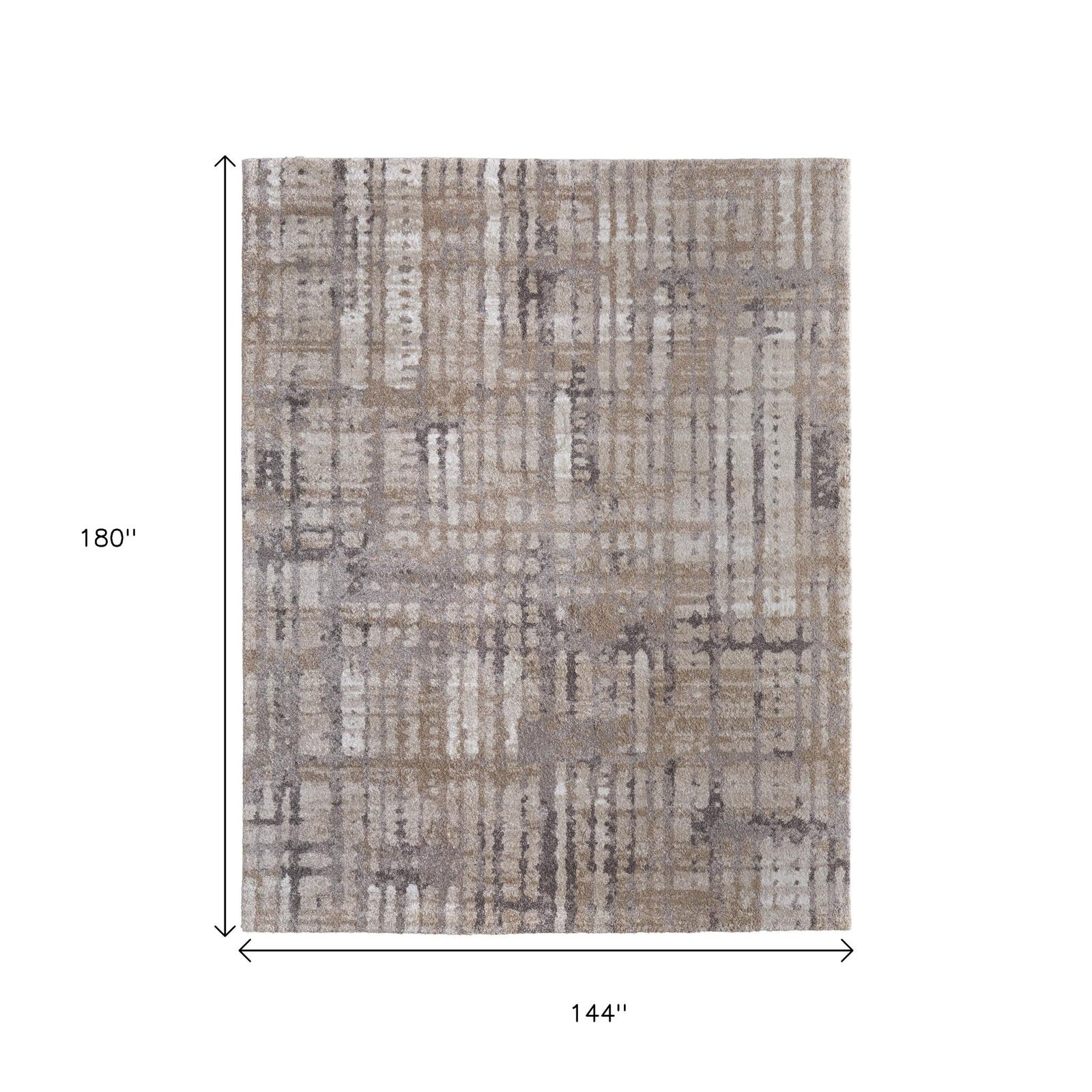 12′ X 15′ Brown Tan Ivory Abstract Distressed Area Rug