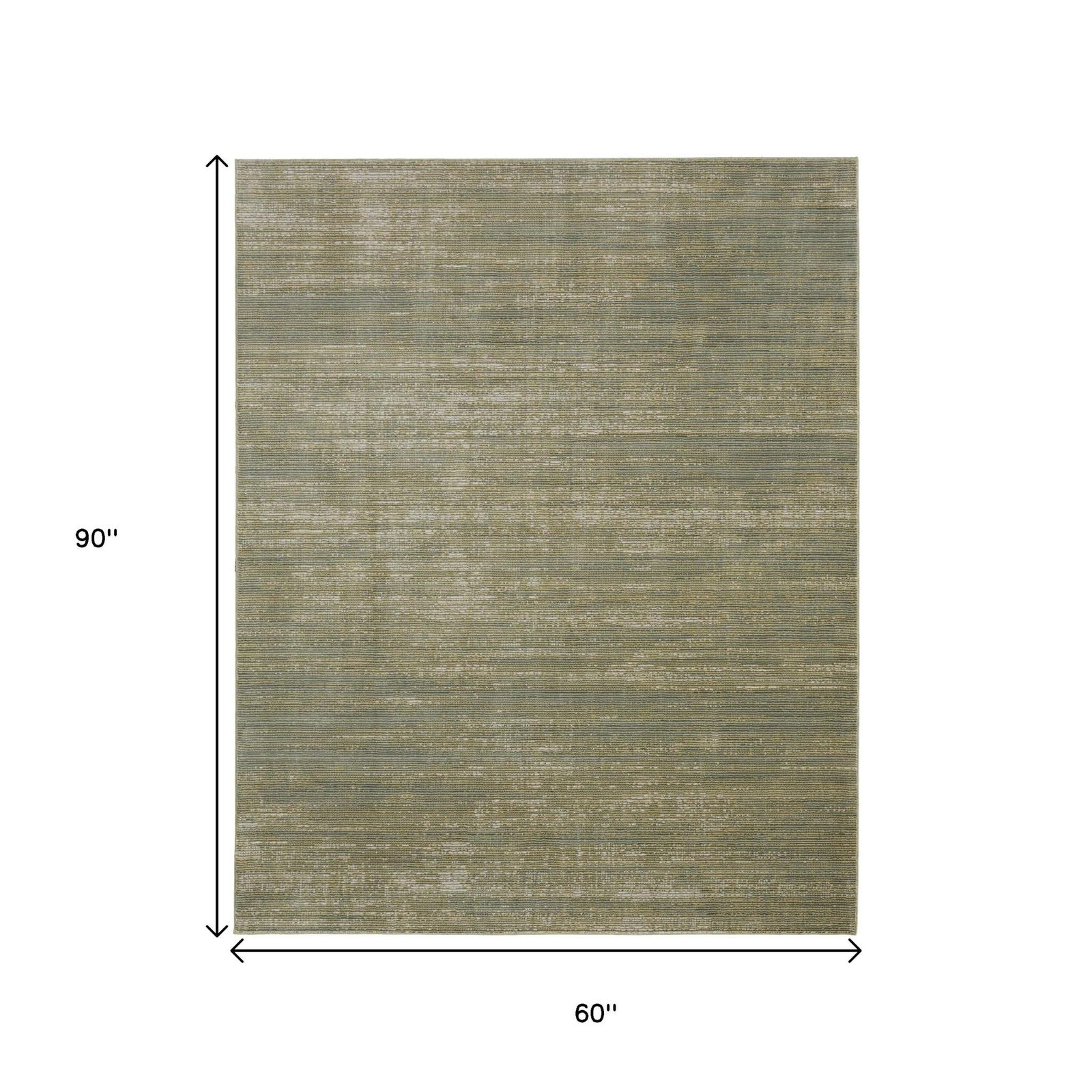 5′ X 8′ Green And Tan Area Rug