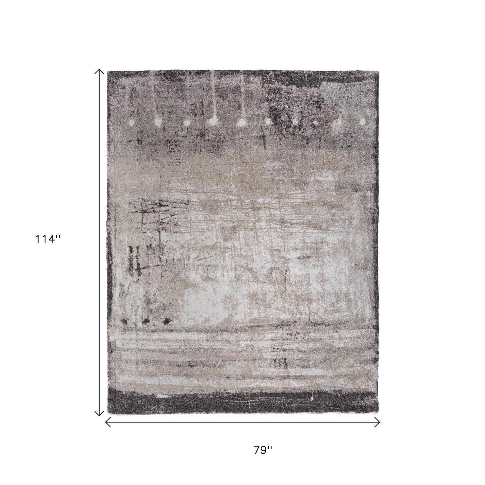 7′ X 10′ Gray Ivory Taupe Abstract Distressed Area Rug