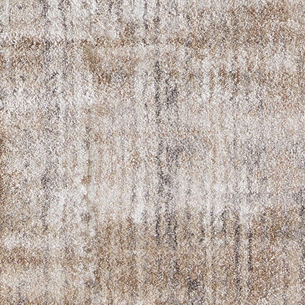8′ Brown Tan and Ivory Abstract Distressed Runner Rug