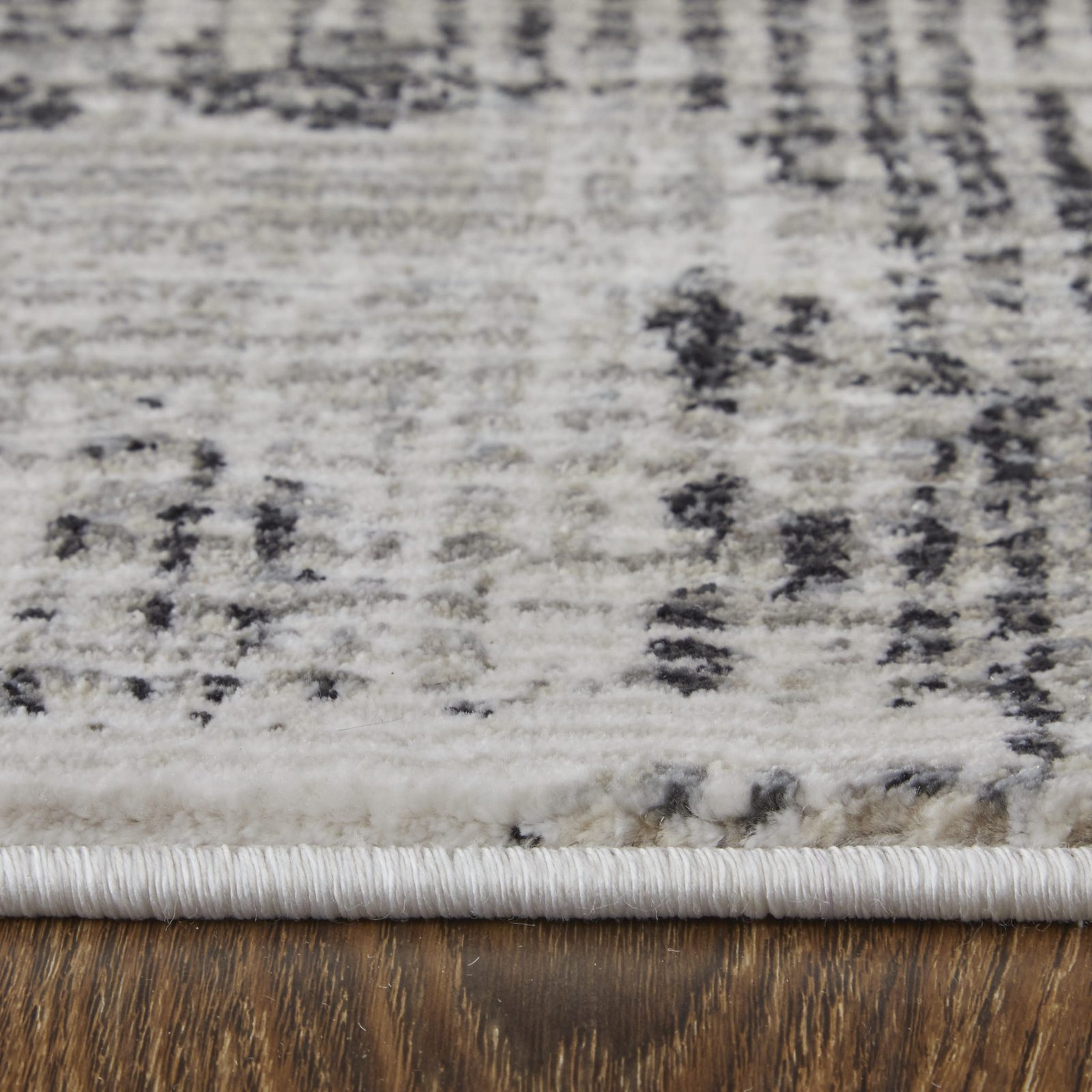 8′ Gray and Ivory Abstract Runner Rug