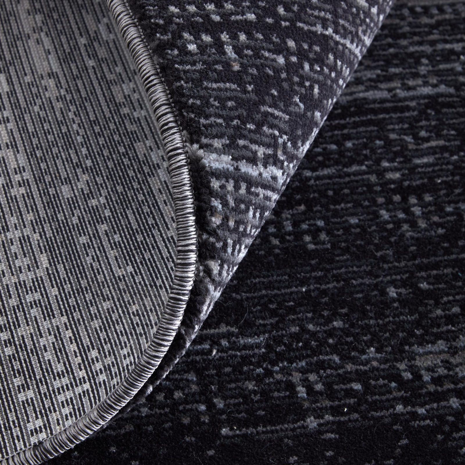 8′ Black and Gray Runner Rug