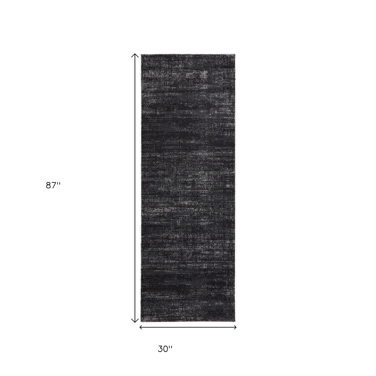 8′ Black and Gray Runner Rug