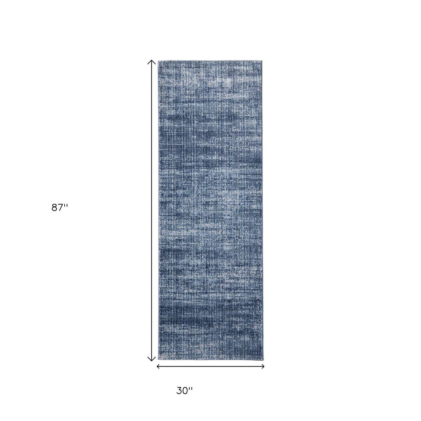 8′ Blue and Gray Runner Rug