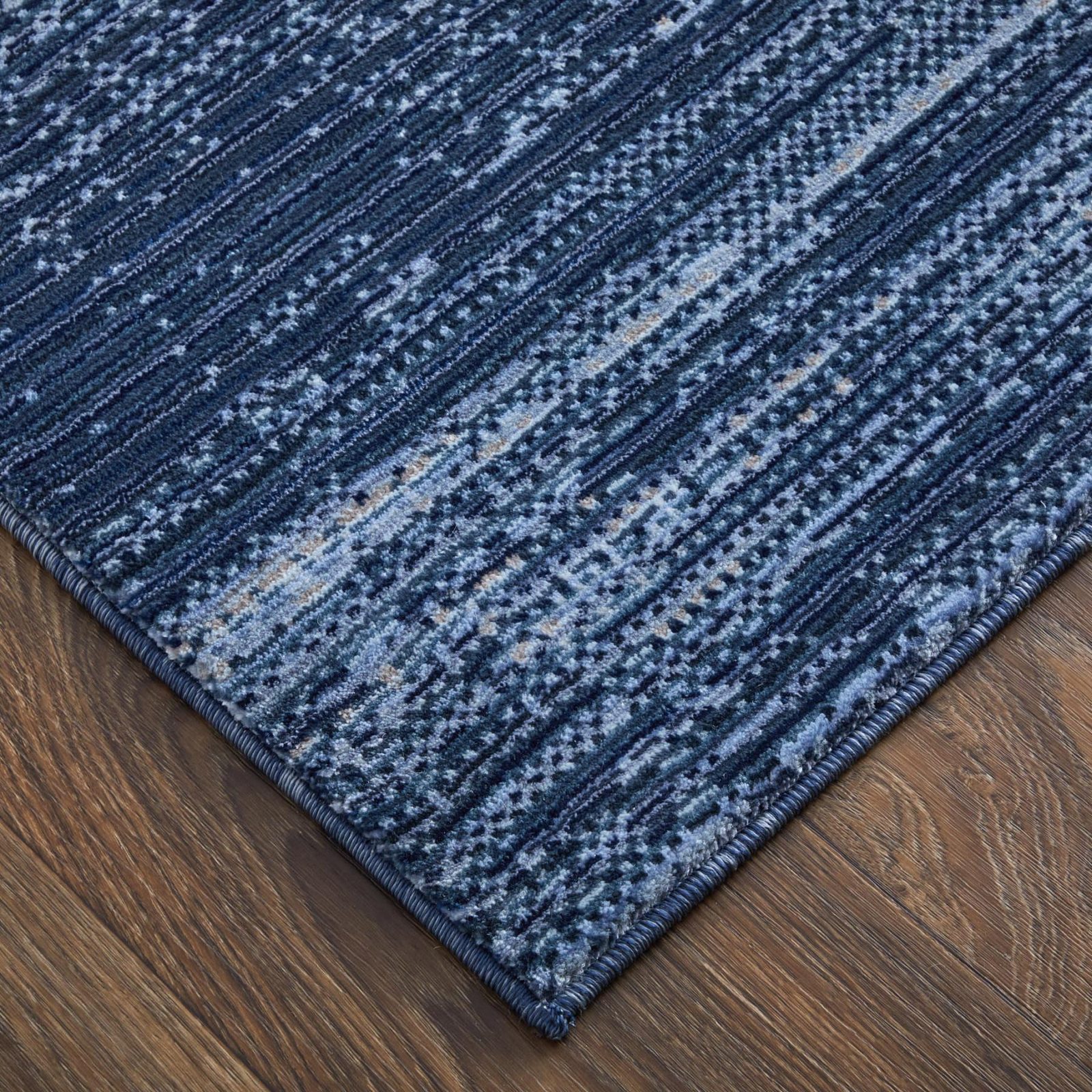 8′ Blue and Gray Runner Rug