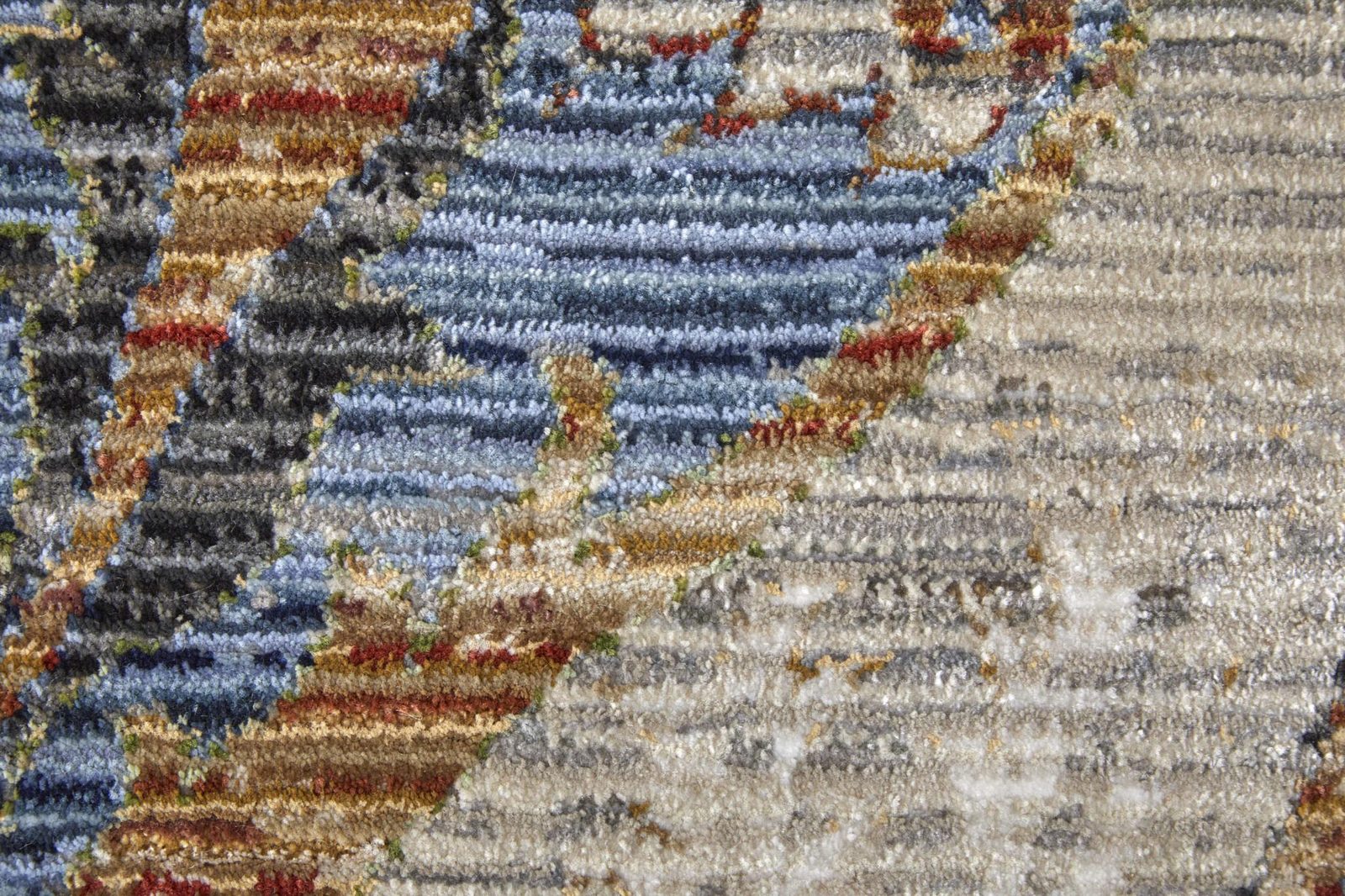 8′ Gray Black And Red Ikat Runner Rug