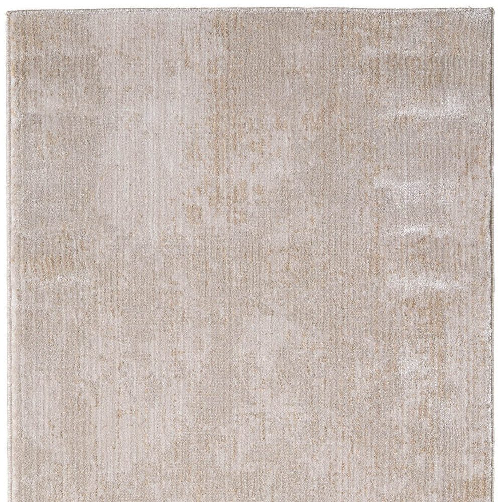 8′ Gray Ivory and Brown Abstract Runner Rug
