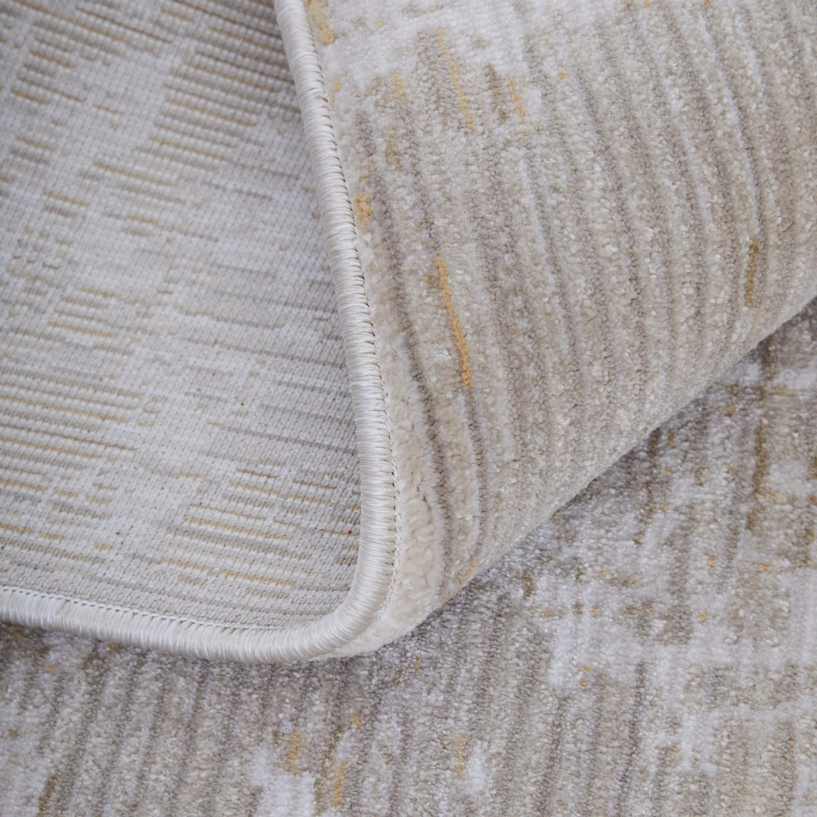 8′ Gray Ivory and Brown Abstract Runner Rug