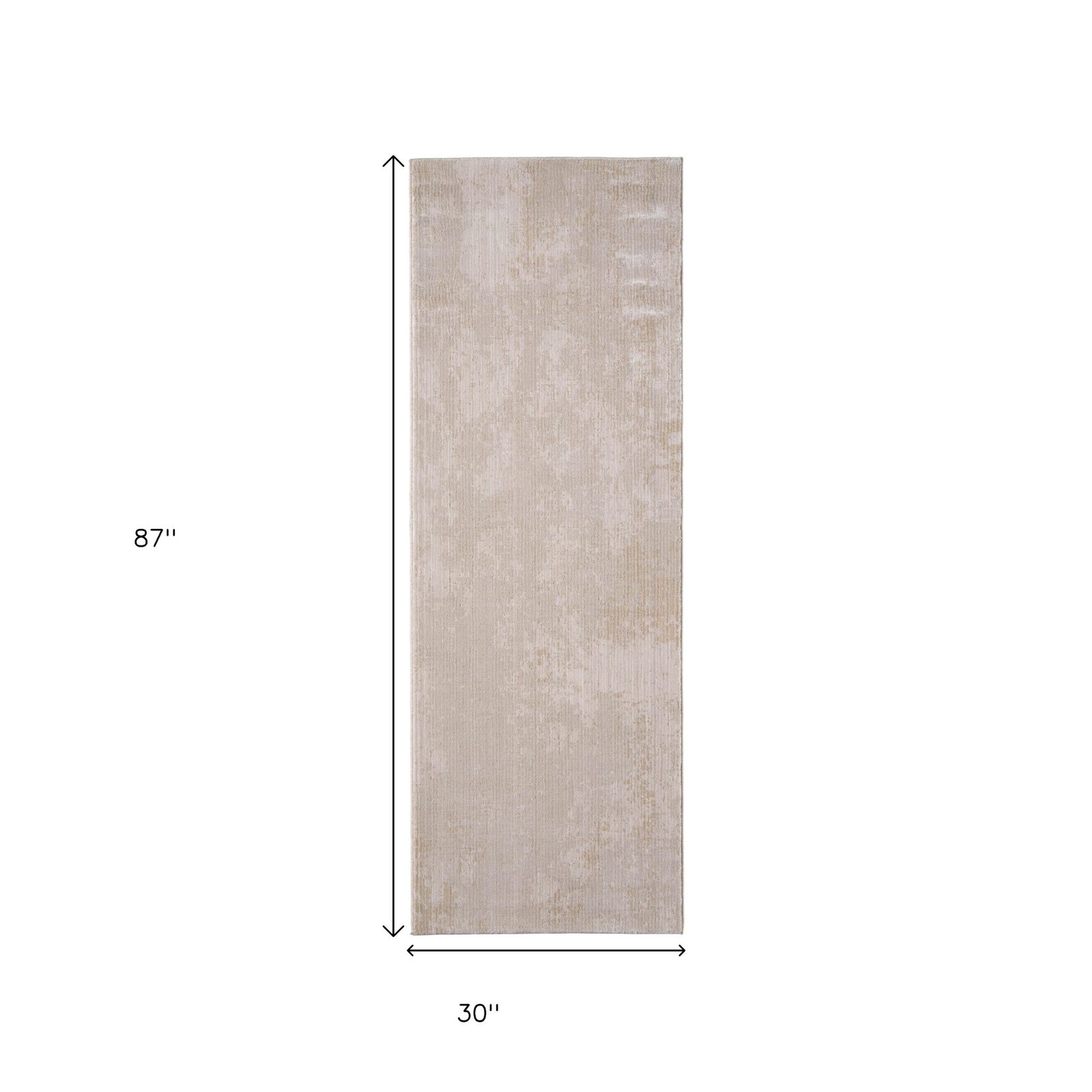 8′ Gray Ivory and Brown Abstract Runner Rug