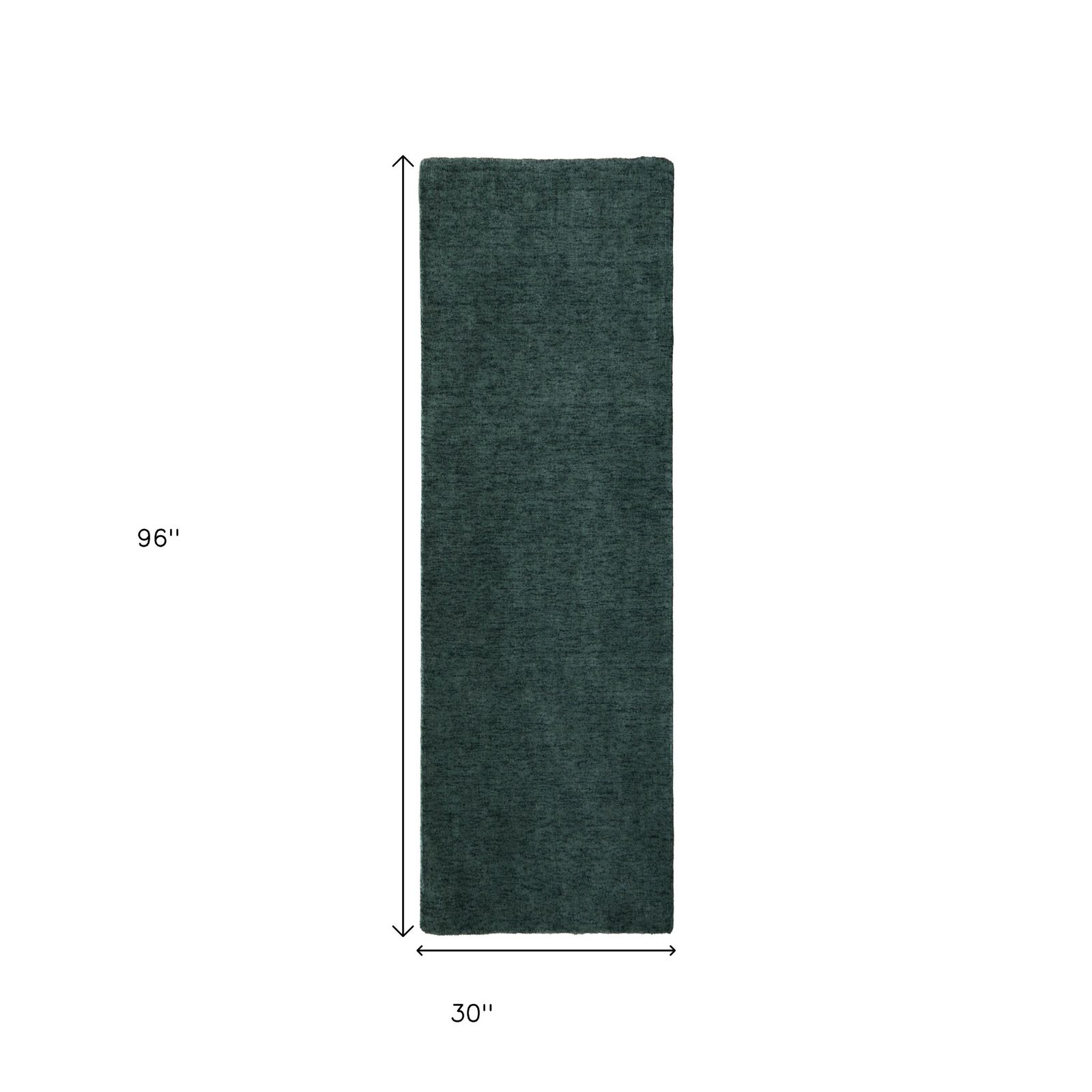 8′ Green Hand Woven Runner Rug