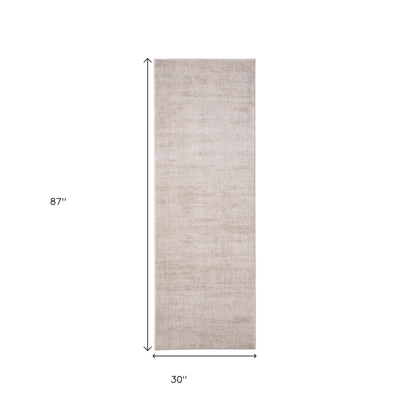 8′ Ivory and Silver Runner Rug