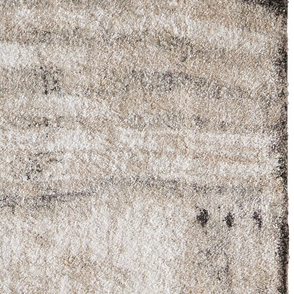 8′ Gray Ivory and Taupe Abstract Distressed Runner Rug