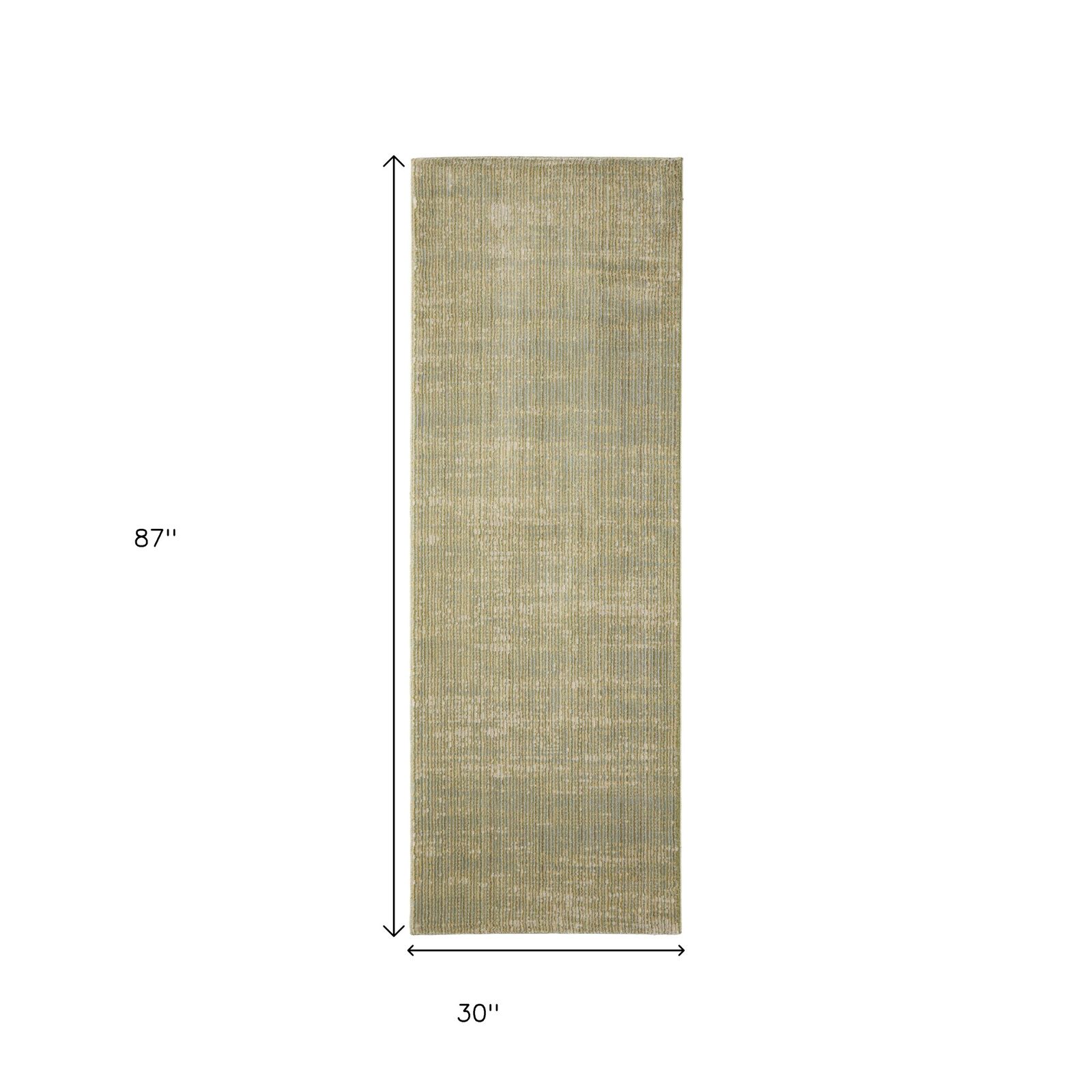 8′ Green and Tan Runner Rug