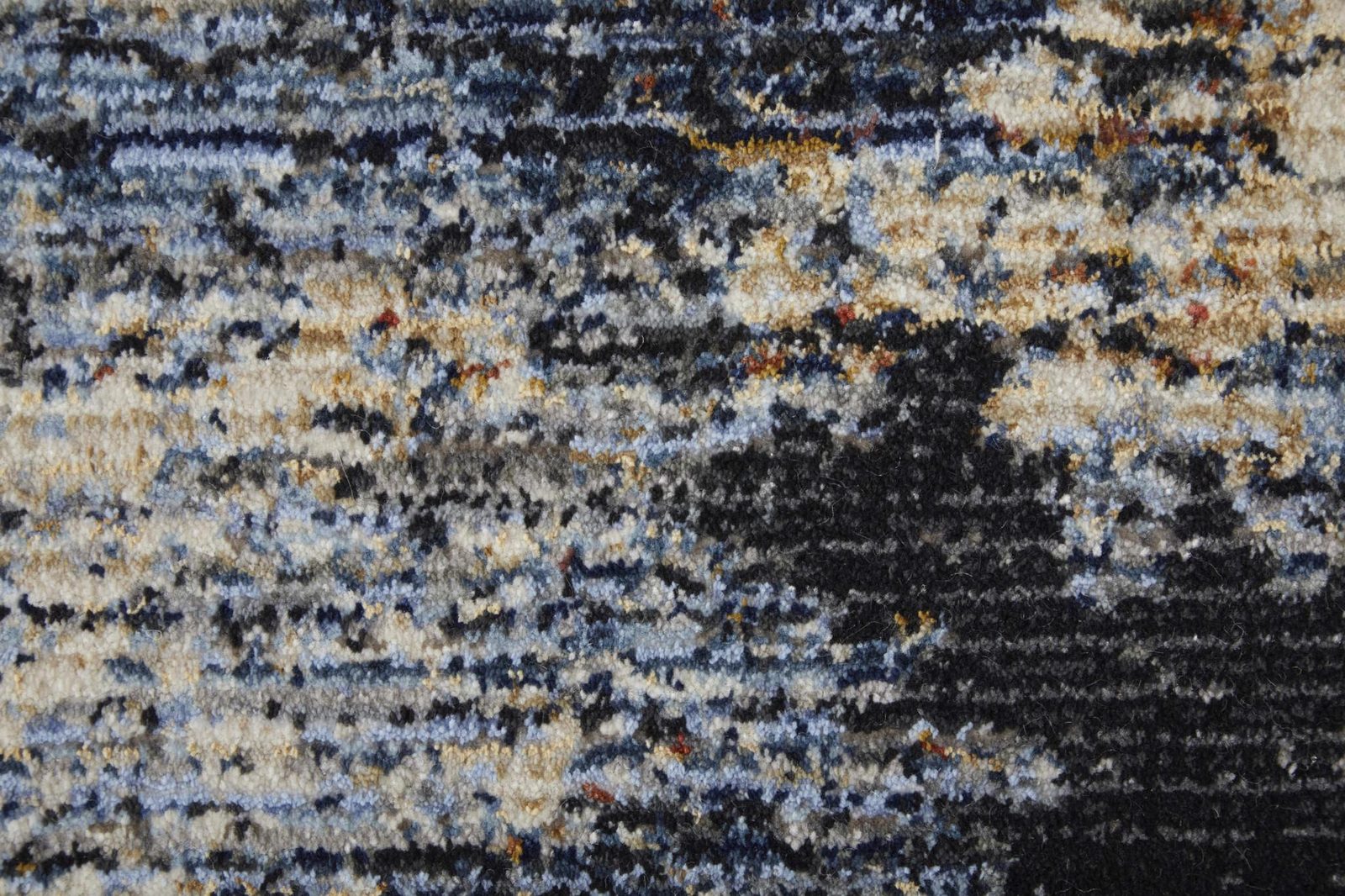 8′ Tan Blue and Gray Abstract Runner Rug