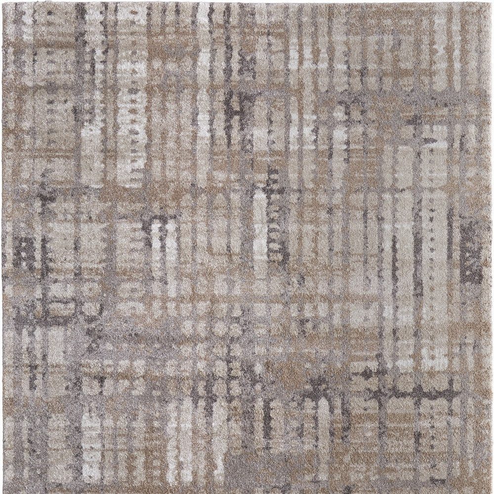 8′ X 10′ Brown Tan Ivory Abstract Distressed Area Rug