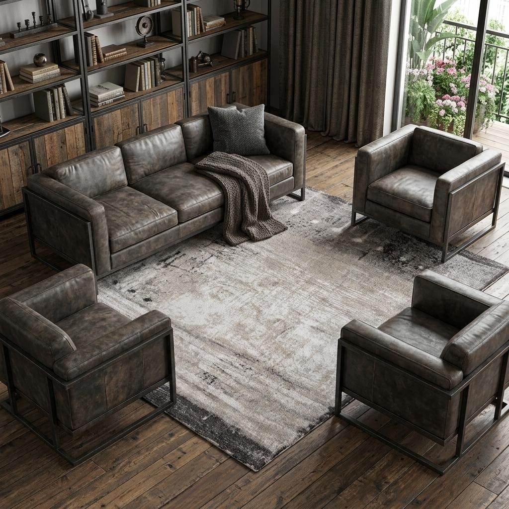 8′ X 10′ Gray Ivory Taupe Abstract Distressed Area Rug