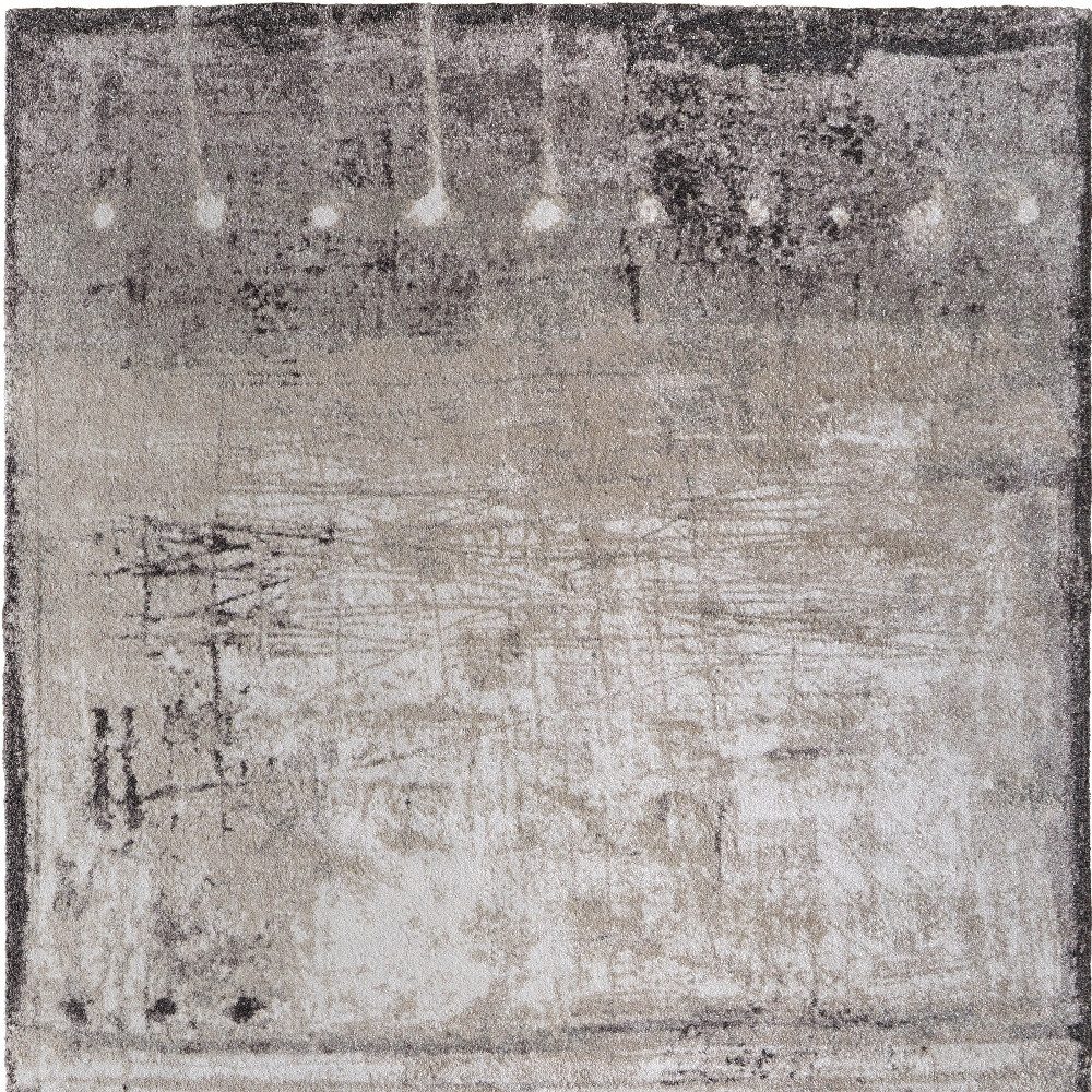 9′ X 12′ Gray Ivory Taupe Abstract Distressed Area Rug
