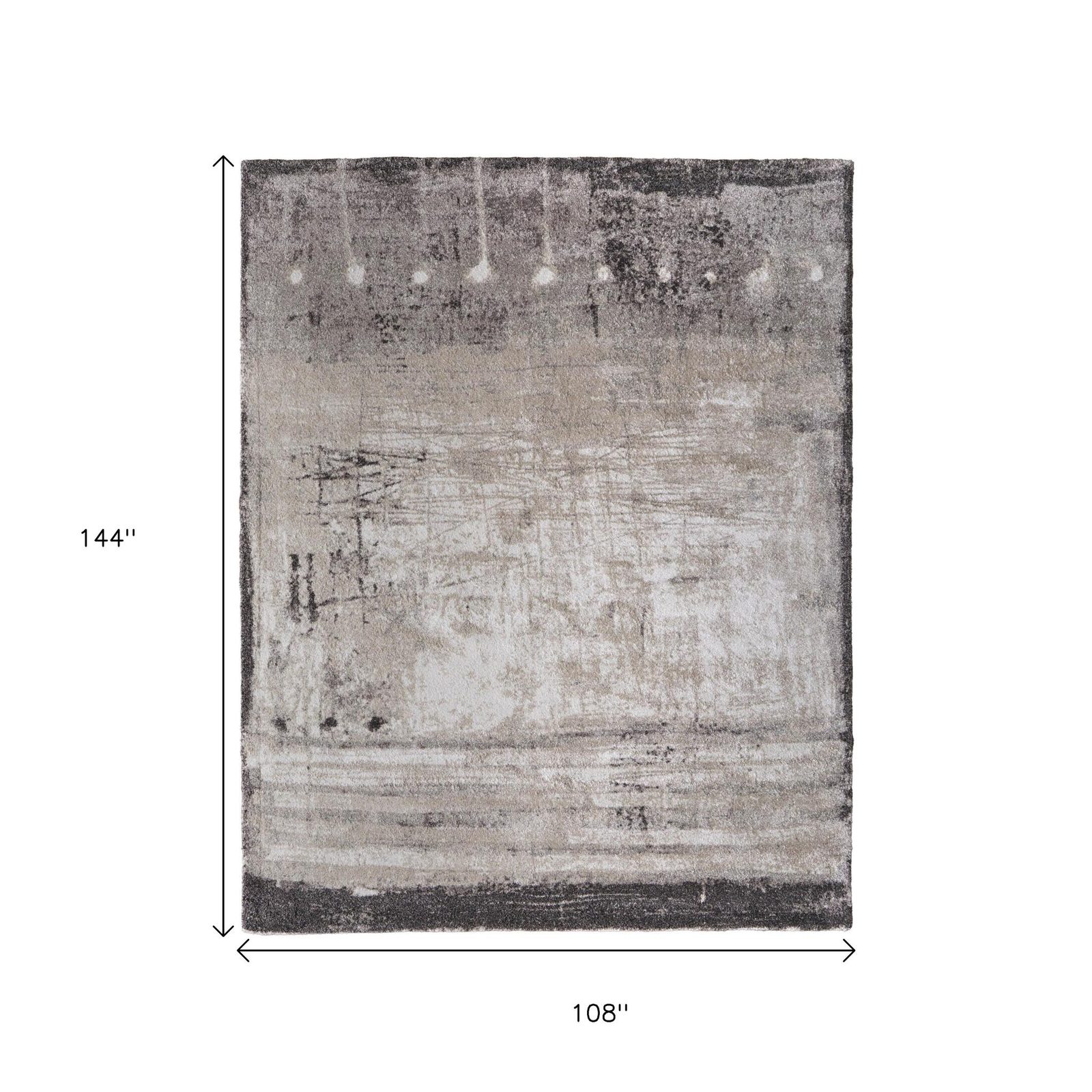 9′ X 12′ Gray Ivory Taupe Abstract Distressed Area Rug