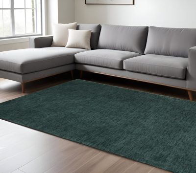 9′ X 13′ Green Hand Woven Area Rug