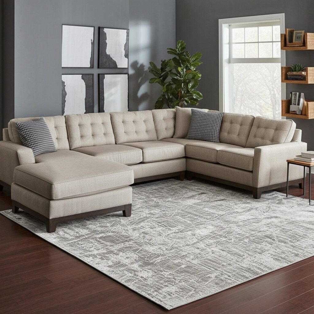 Gray and Silver Abstract Worn Faded Handwoven Wool Area Rug, 12′ × 15′