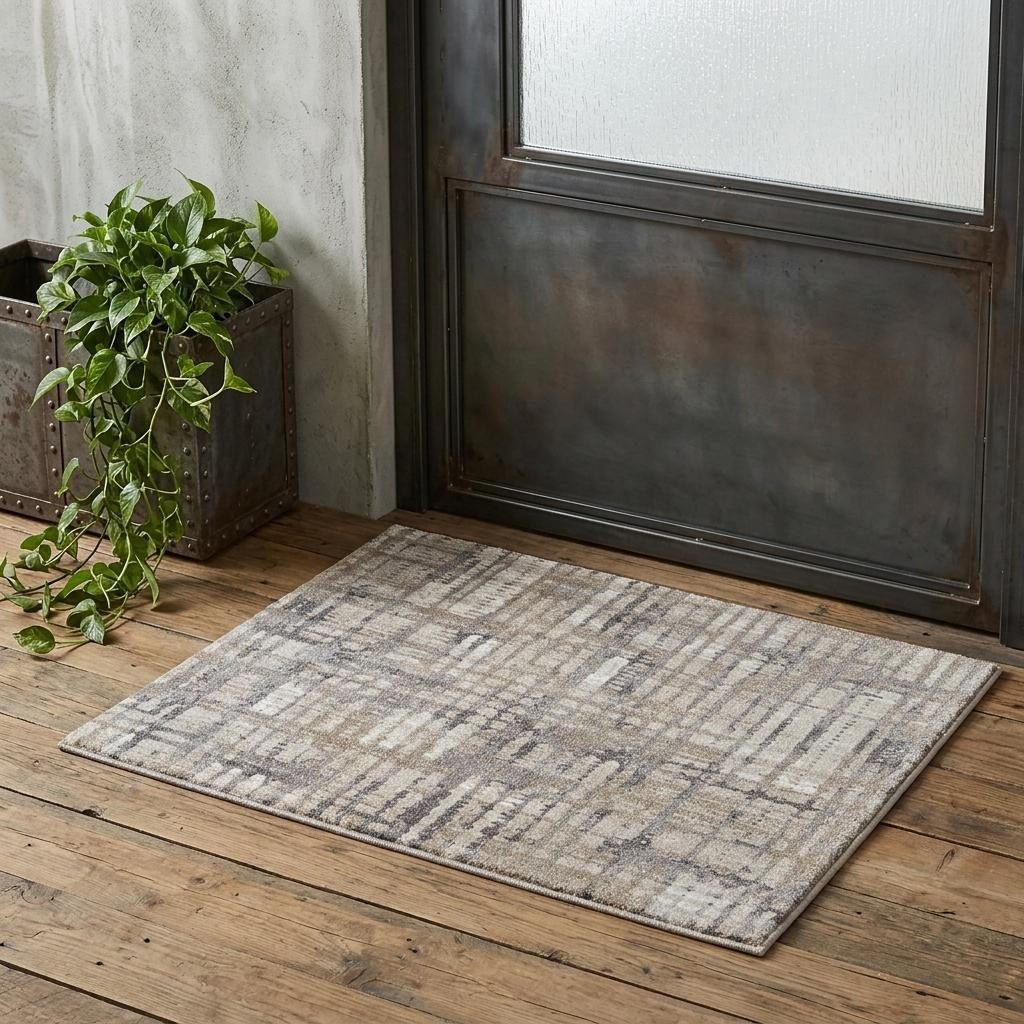 2′ X 3′ Brown Tan Ivory Abstract Distressed Area Rug