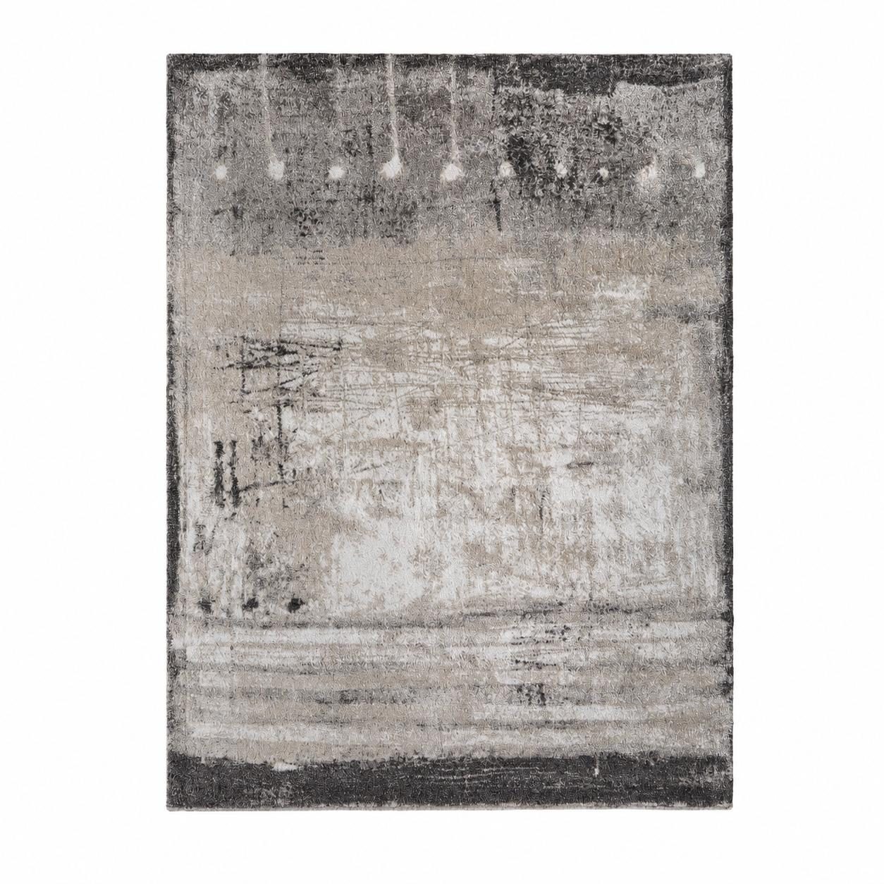 2′ X 3′ Gray Ivory Taupe Abstract Distressed Area Rug
