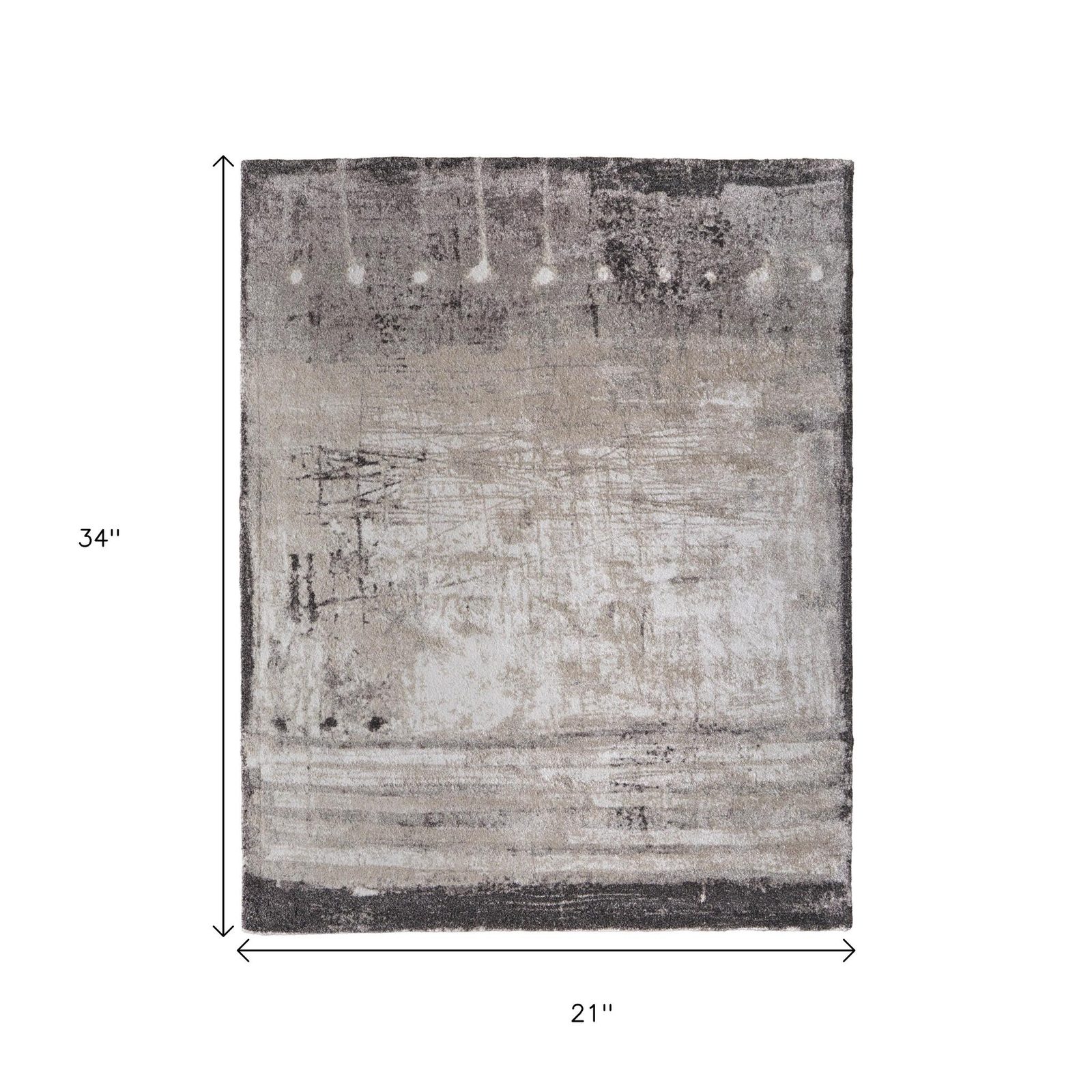 2′ X 3′ Gray Ivory Taupe Abstract Distressed Area Rug