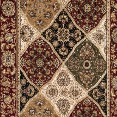 Red and Black Polypropylene Moroccan Area Rug