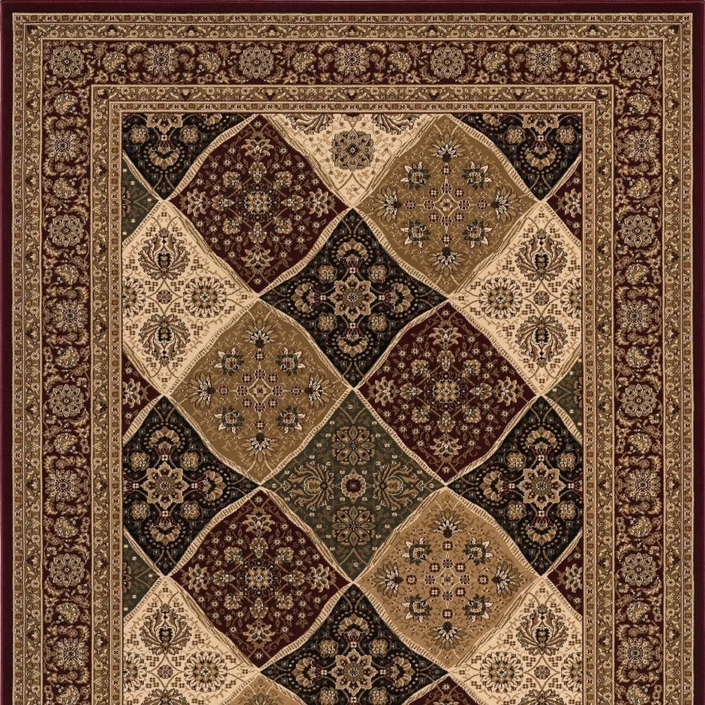 Red and Black Polypropylene Moroccan Area Rug