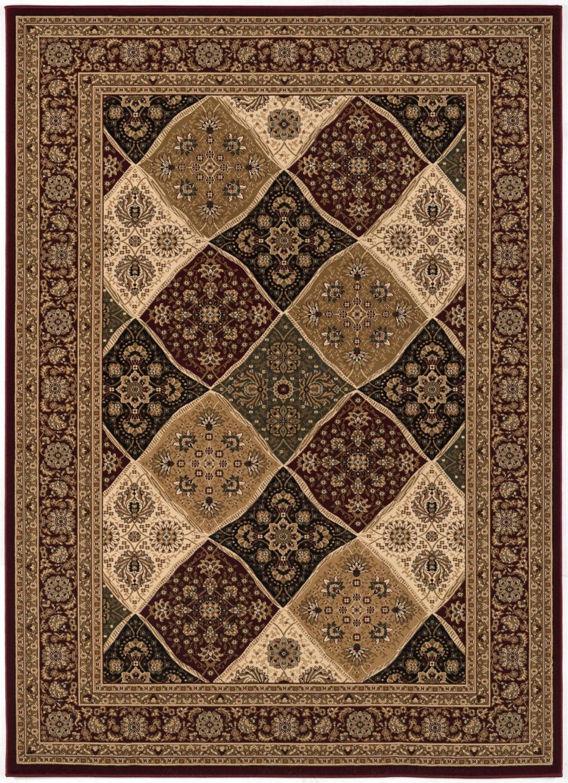 Red and Black Polypropylene Moroccan Area Rug