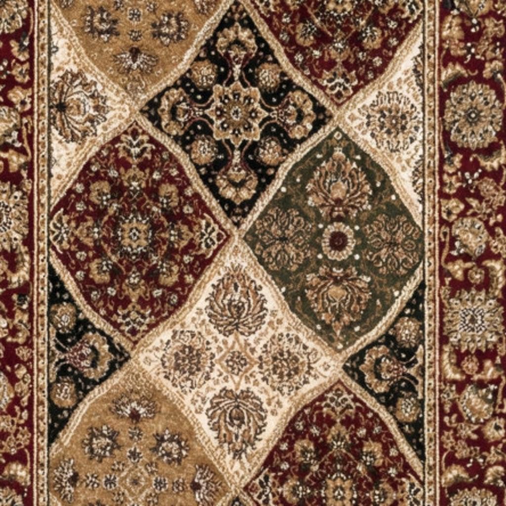 Red and Black Polypropylene Moroccan Area Rug, 2′ × 12′