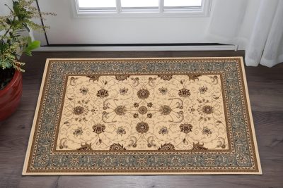 2′ X 4′ Beige And Black Oriental Area Rug