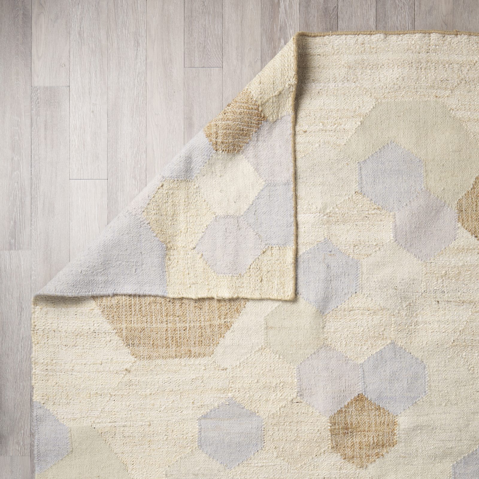 5 x 8 Cream Honeycomb Hemp and Wool Area Rug