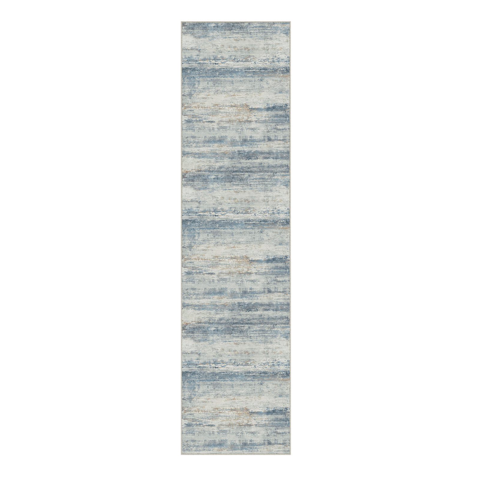 8′ Blue Red and Gray Abstract Washable Area Rug