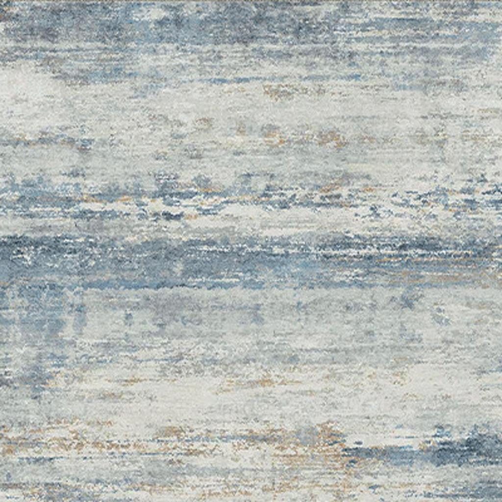8′ Blue Red and Gray Abstract Washable Area Rug
