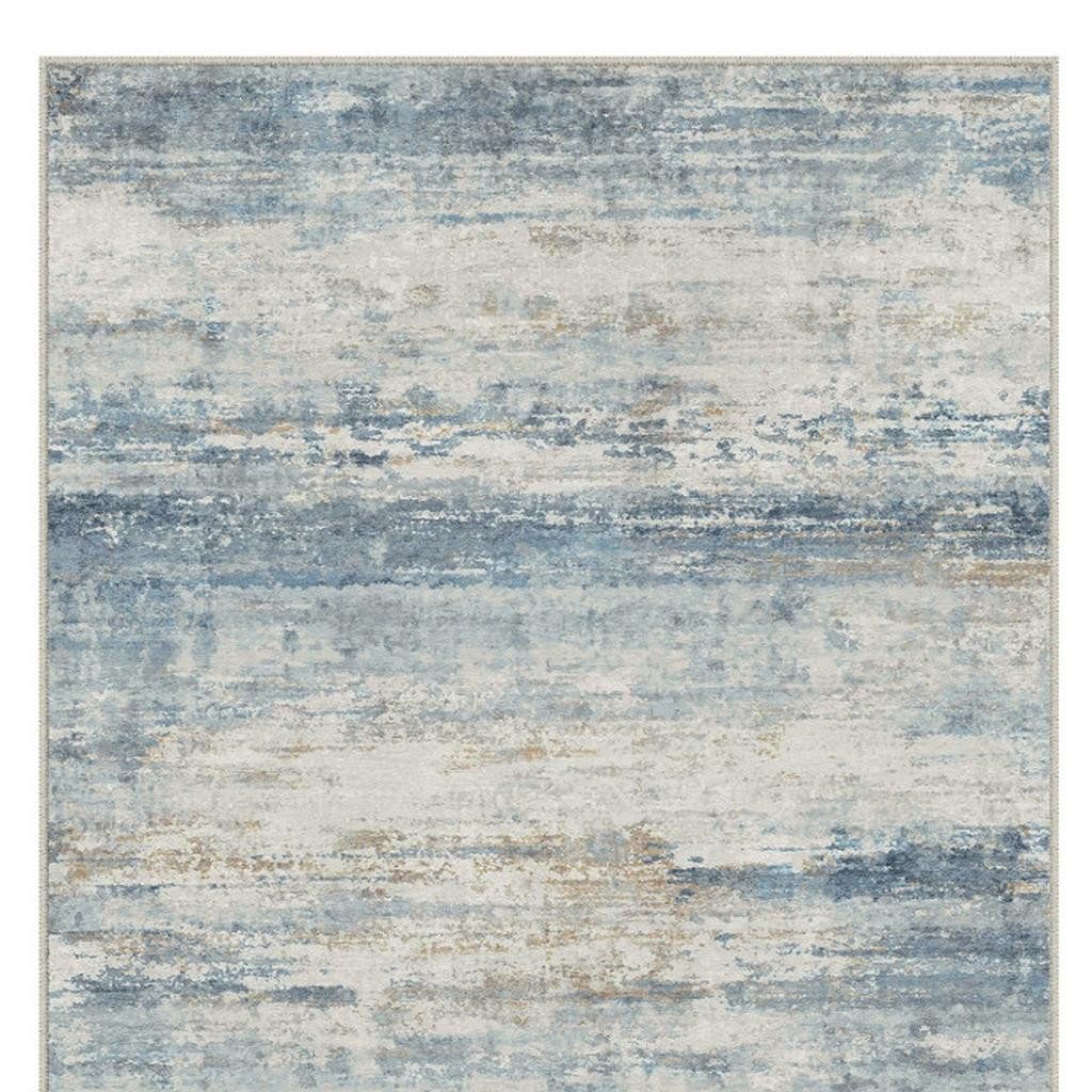 5′ X 7′ Blue Red Gray Abstract Washable Area Rug