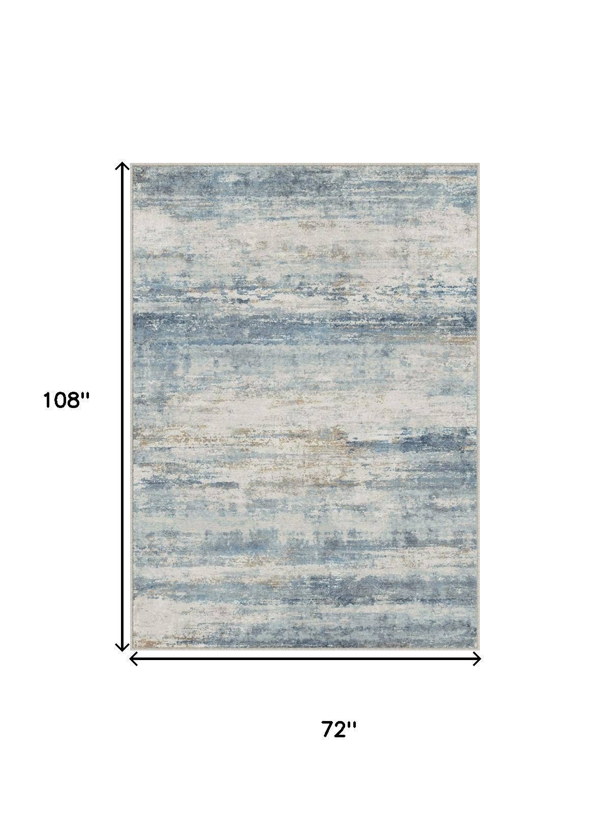 6′ X 9′ Blue Red Gray Abstract Washable Area Rug